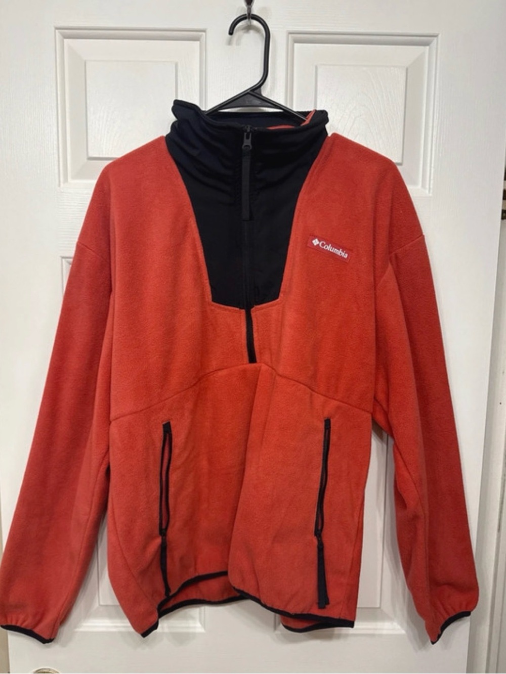 Columbia Orange and Black Lightweight Half-Zip Fleece Jacket